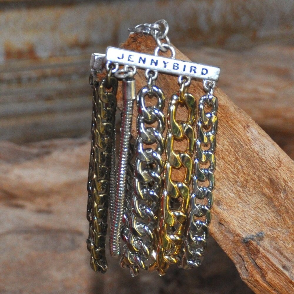 Jenny Bird Austin Multi Stand Mixed Metal Chain Link Bracelet Cuff